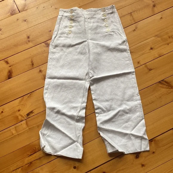 Jcrew, white linen sailor pants🌺 - Picture 2 of 5